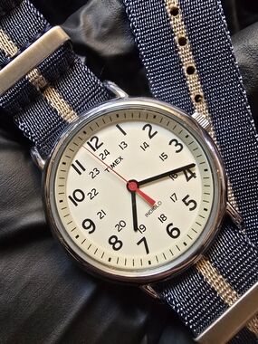 Timex Men’s Navy & Cream Nylon Strap Watch - Classic Field Style